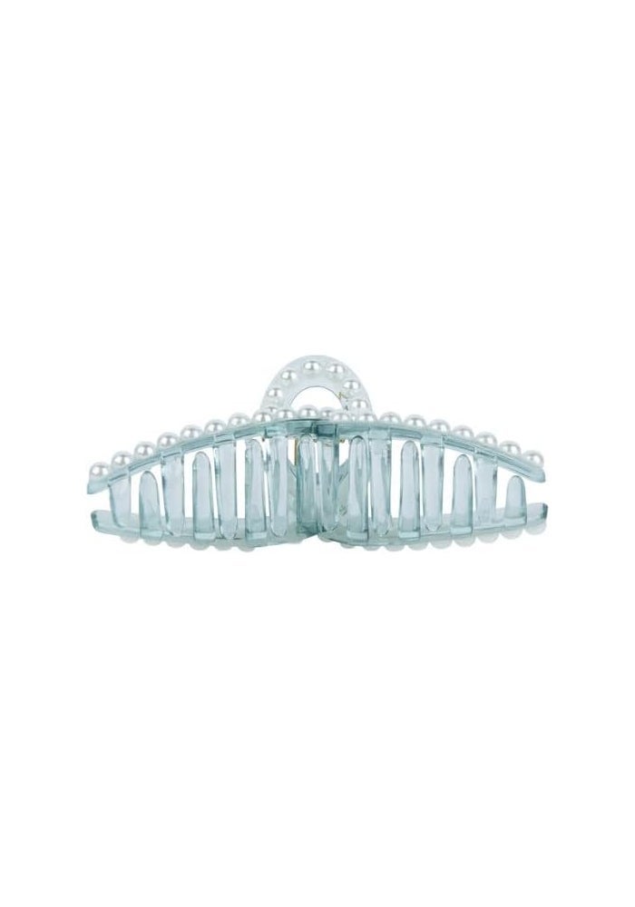 DAISO Cross Line Pearl Border Claw Clip - Gray - Image 3